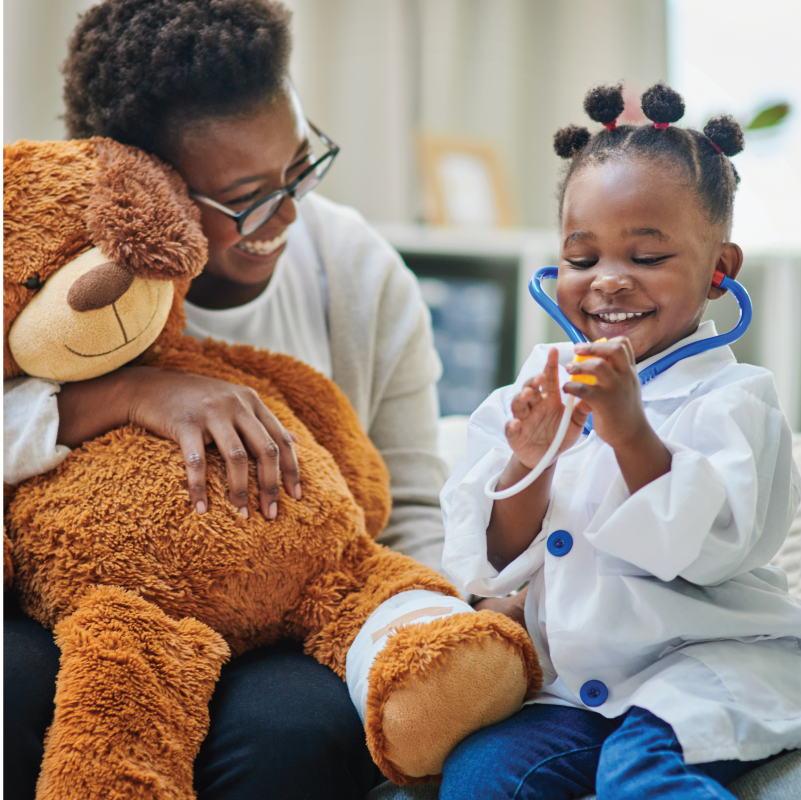 pretendplay4 A parent and child play make believe doctor