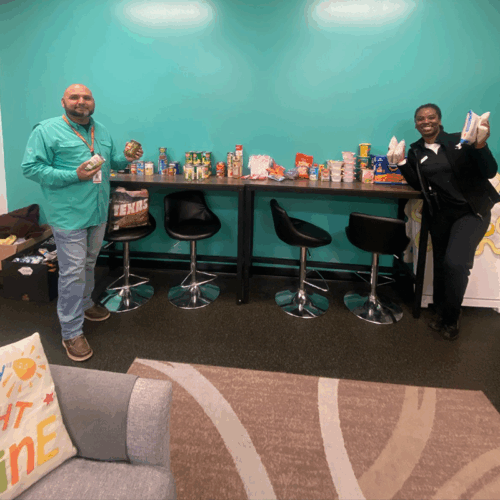 Staff at North Austin YMCA participate in community food drive.