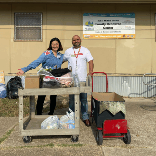 Staff at North Austin YMCA participate in community food drive.
