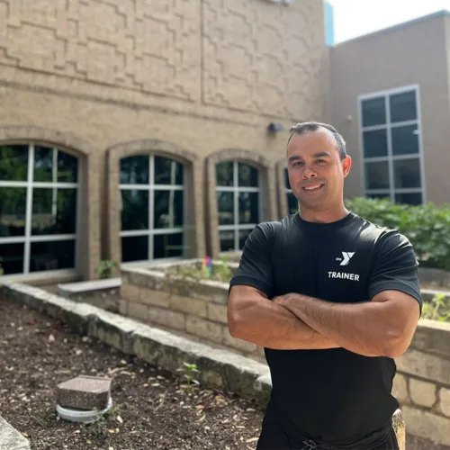 Personal trainer Sean Moreau is photographed outside the TownLake YMCA.